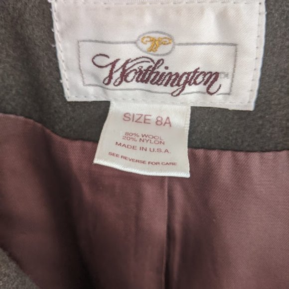 Worthington Dark Green Wool Blend Pea Coat Jacket - Picture 3 of 6